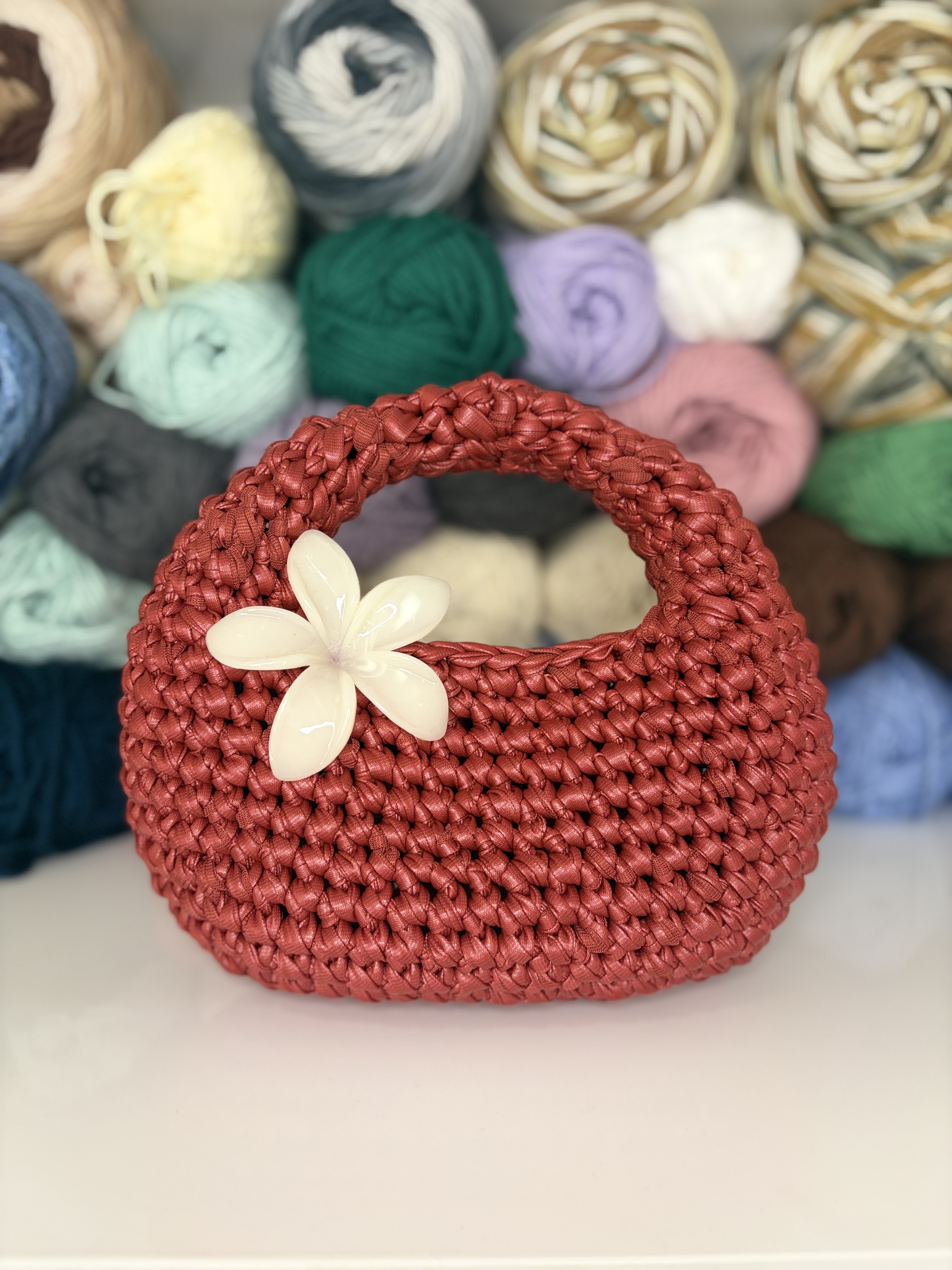 Velora (Dark Red) — handmade crochet bags in the UAE