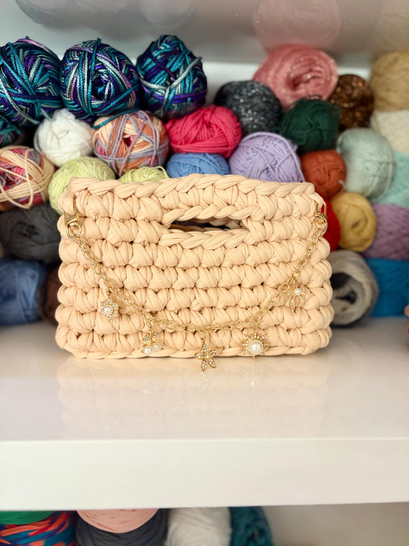 Zuri (champagne) — handmade crochet bags in the UAE