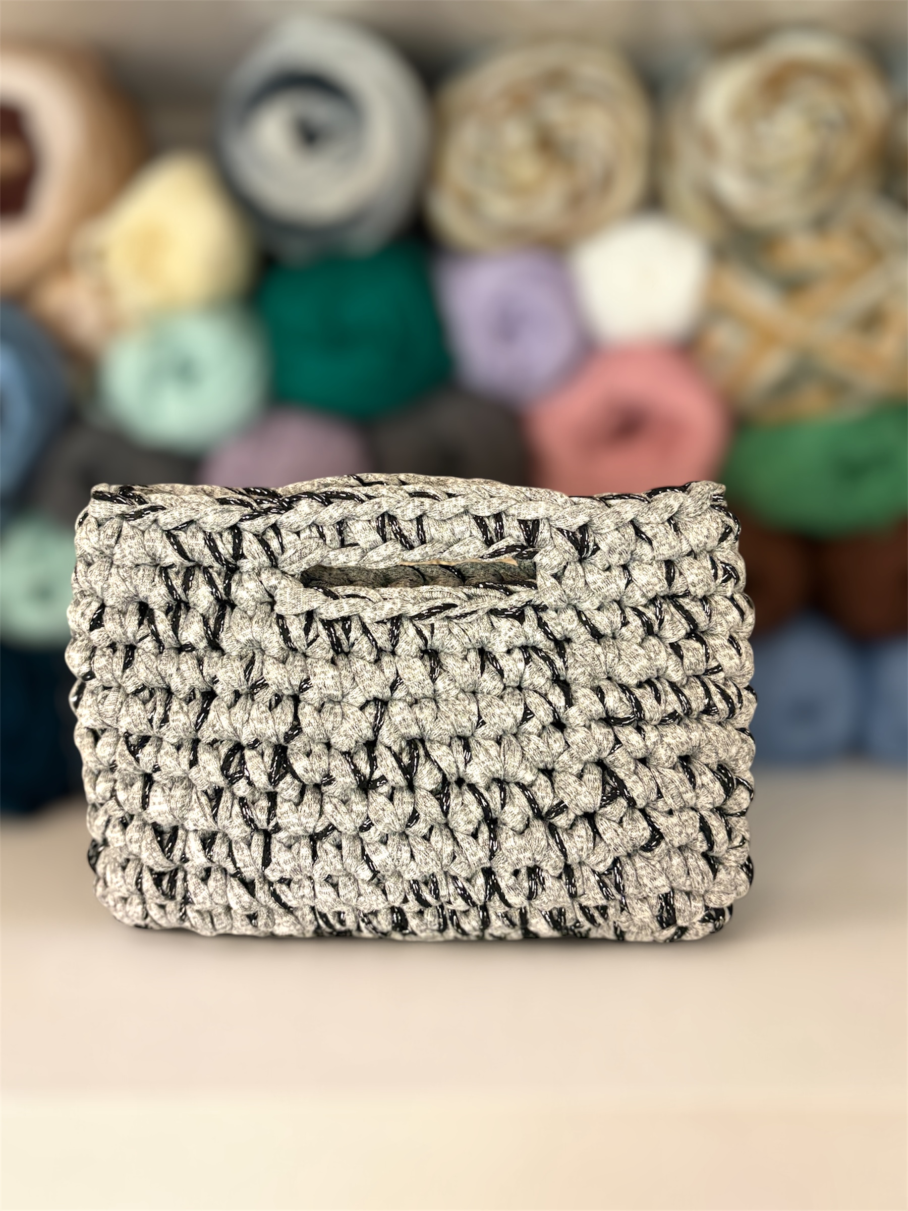 Grey/black bag — handmade crochet sale in the UAE