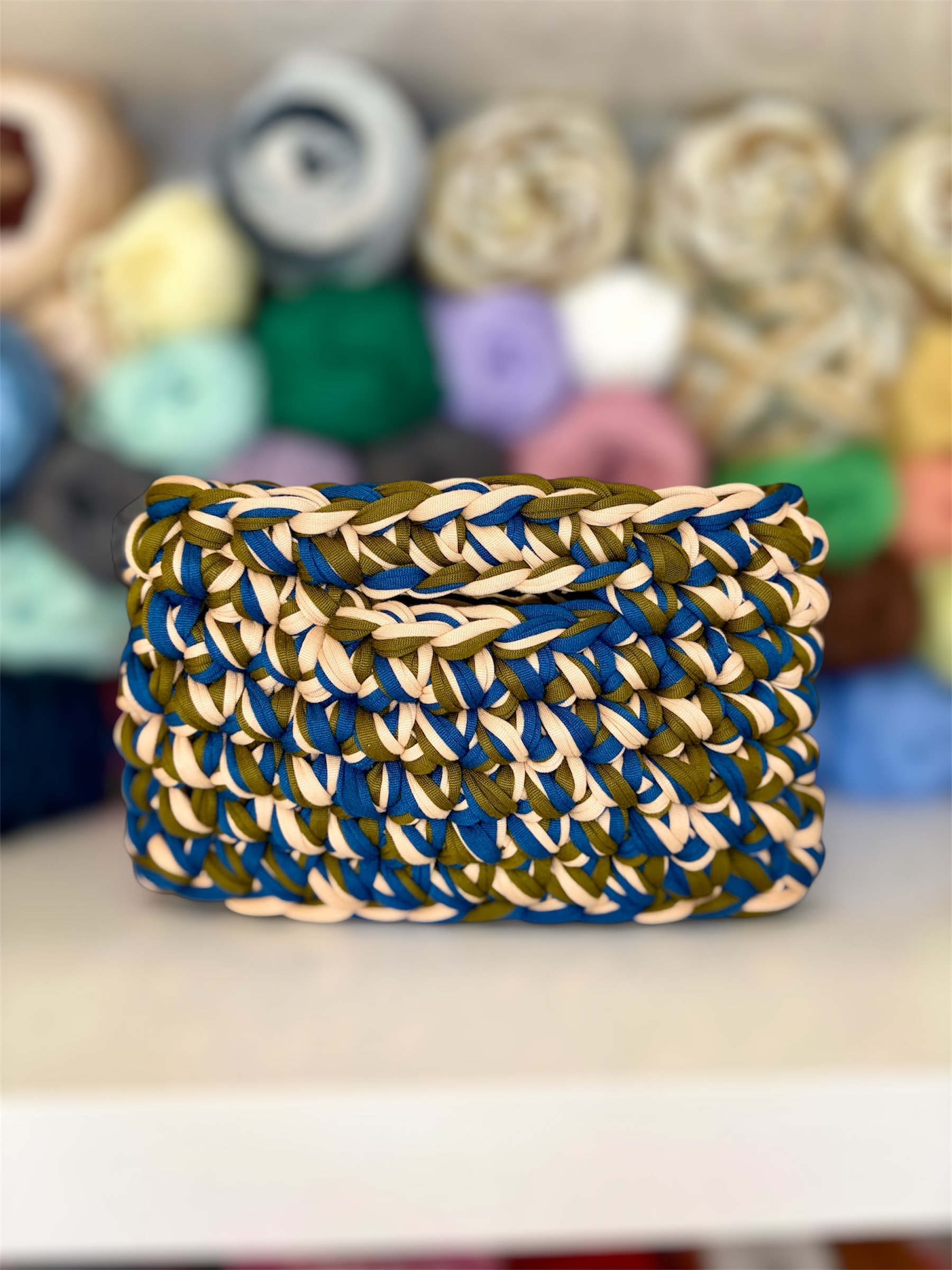 Zuri (Olive camo) — handmade crochet bags in the UAE