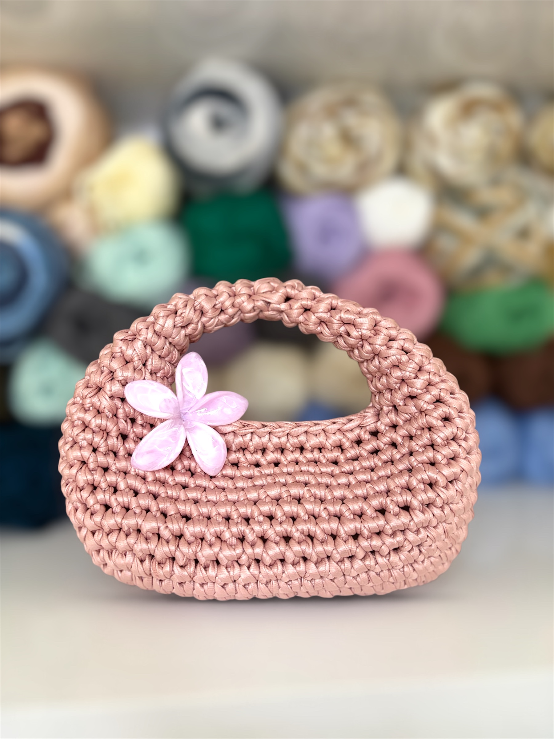 Velora (Rose pink) — handmade crochet bags in the UAE