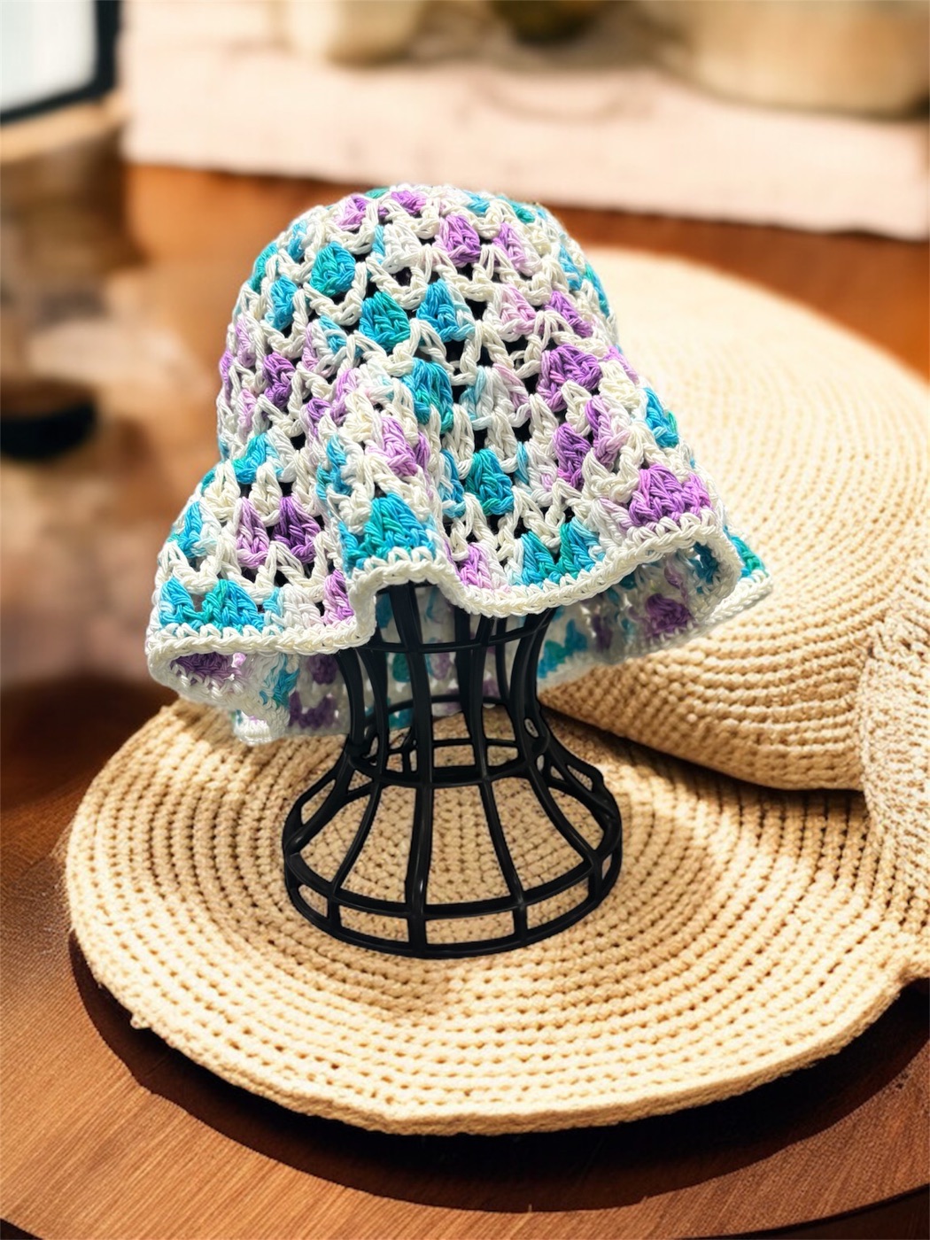 Kay wavy bucket hat — handmade crochet accessories in the UAE