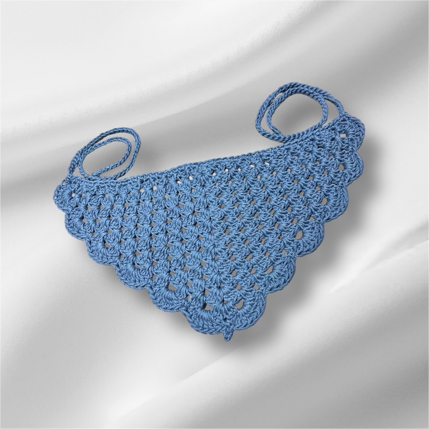 Scallop bandana (blue) — handmade crochet accessories in the UAE
